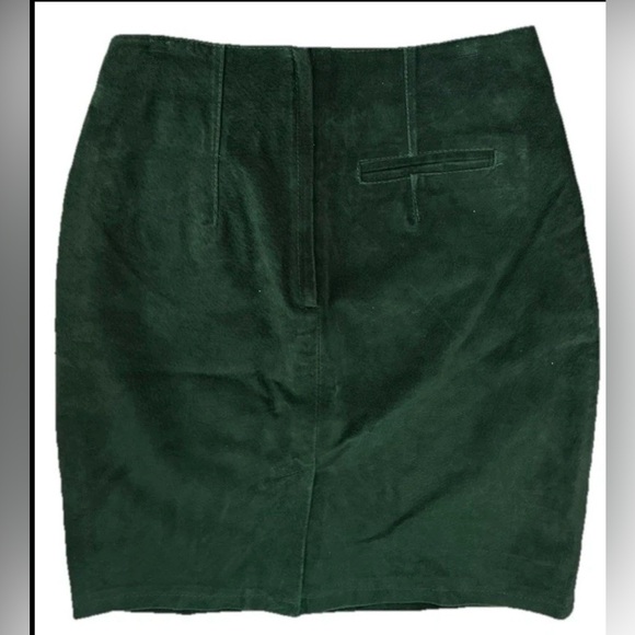 VTG 90s The Limited Green Suede Leather Pencil Skirt Sz 6 NWOT High Waist Lined - Picture 2 of 3